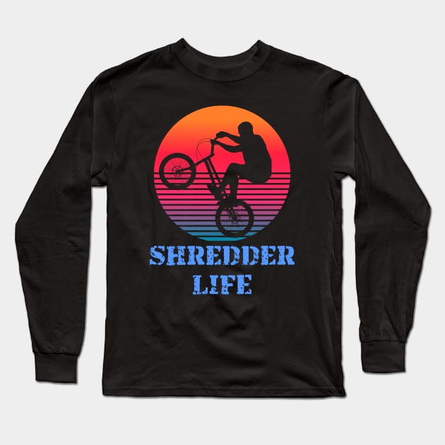 Shredder Life BMX retro sunset Long Sleeve T-Shirt by Geoji 